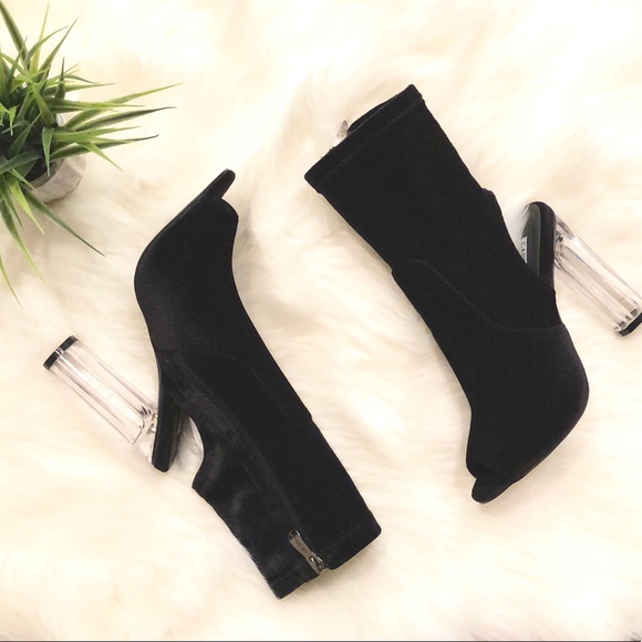 Cape Robbin Shoes - Velvet Peep Toe Booties